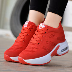 Women's Breathable Mesh Platform Sneakers Lace Up Outdoor Shoes