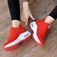 Women's Breathable Mesh Platform Sneakers Lace Up Outdoor Shoes