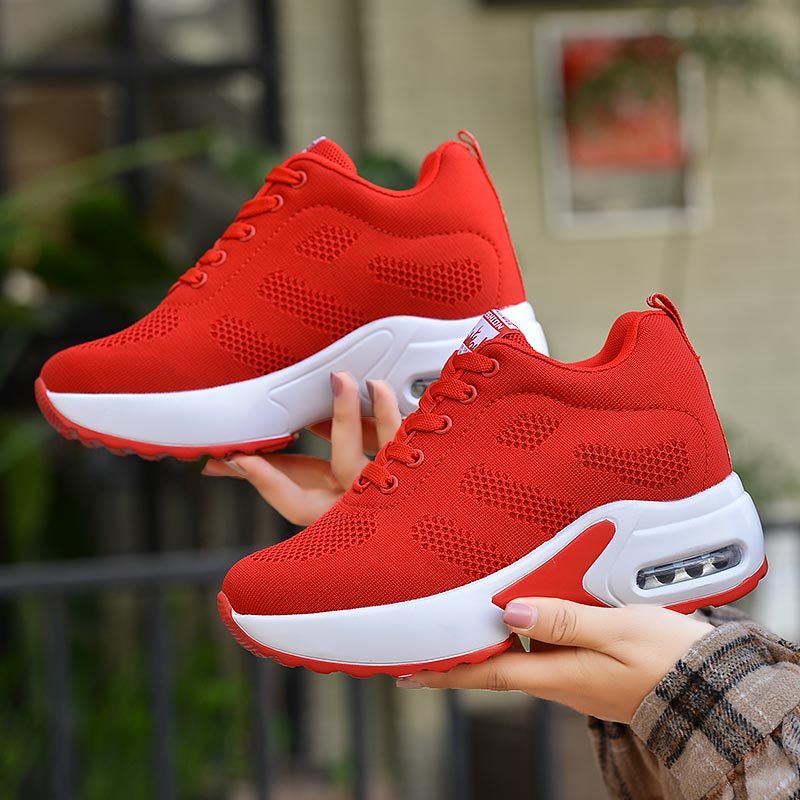 Women's Breathable Mesh Platform Sneakers Lace Up Outdoor Shoes