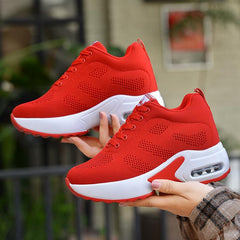 Women's Breathable Mesh Platform Sneakers Lace Up Outdoor Shoes