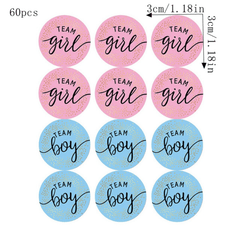 60pcs Team Stickers Gender Reveal Party Box Label Favors Supplies