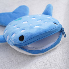 Cartoon Whale Shark Coin Purse Plush Zipper Key Bag For Girls