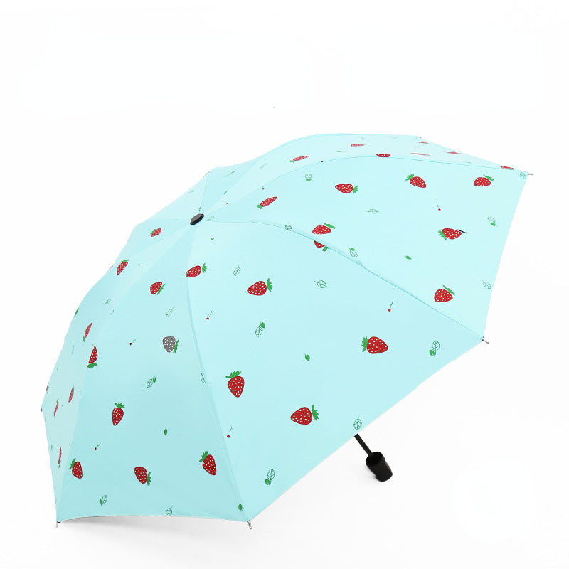 Fruit Pattern Vinyl Sun Umbrella Three fold Umbrella