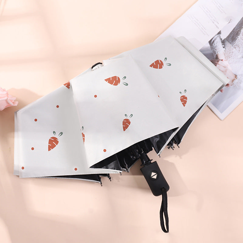 Fruit Pattern Vinyl Sun Umbrella Three fold Umbrella