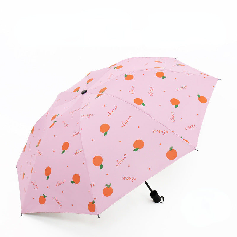 Fruit Pattern Vinyl Sun Umbrella Three fold Umbrella