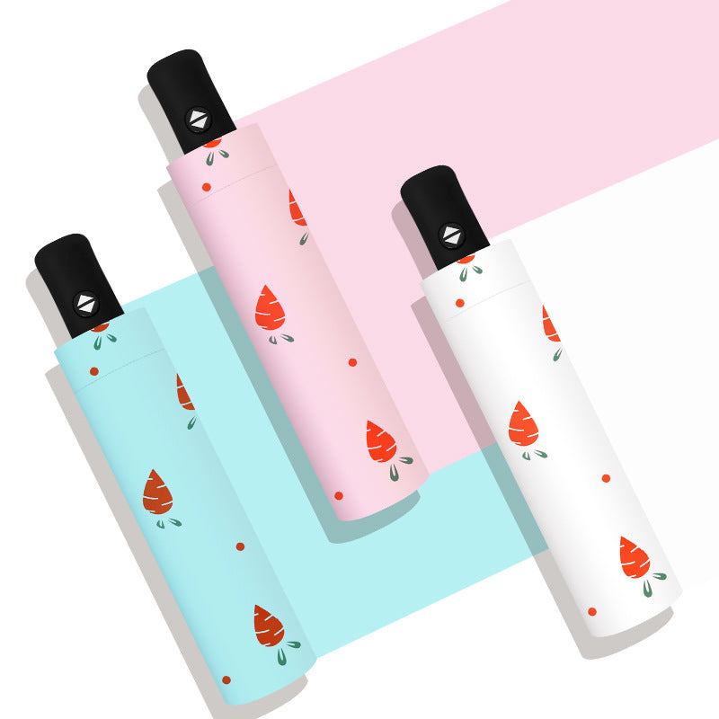 Fruit Pattern Vinyl Sun Umbrella Three fold Umbrella