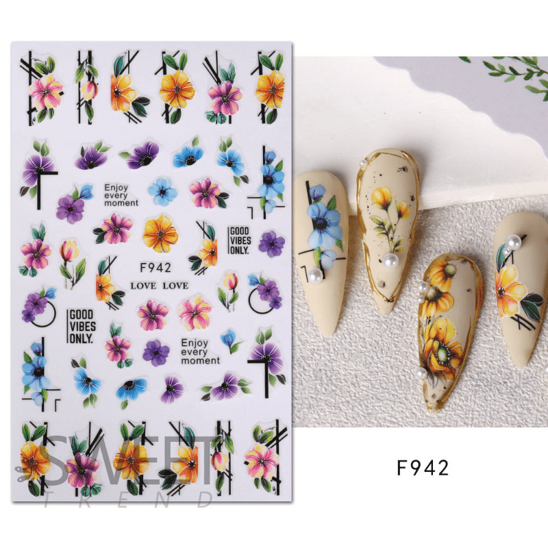 Flower Leaf Nail Art Stickers Self-adhesive Decorations