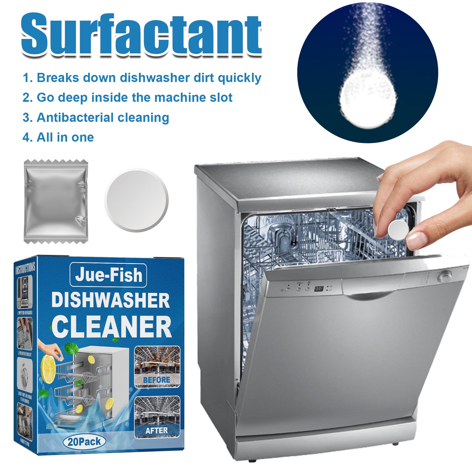 20 Pack Dishwasher Cleaner Tablets - Deep Cleaning Descaler Pods