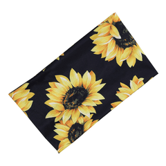 Sunflower Printed Headband Sports Yoga Sweat Absorption Elastic Hairband