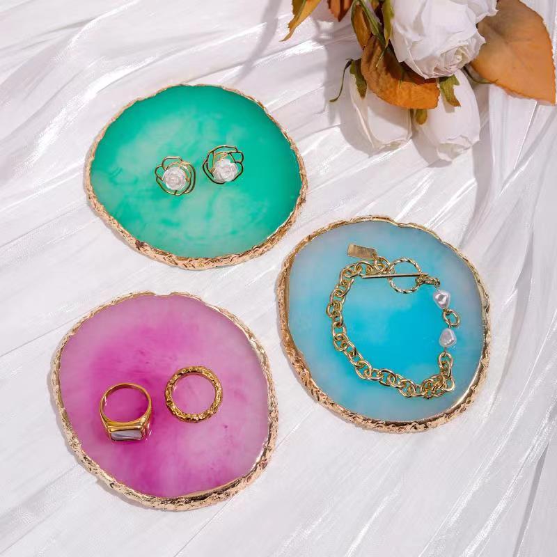 Golden Edge Jewelry Accessories Display Tray Board Resin Container