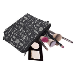Skull Human Anatomy Pattern Makeup Storage Bag Halloween Elf Zipper Cosmetic Bag