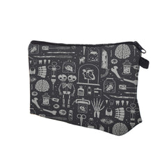 Skull Human Anatomy Pattern Makeup Storage Bag Halloween Elf Zipper Cosmetic Bag
