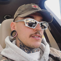 Y2K Wrap Sunglasses Cyberpunk Mirror Lens UV400