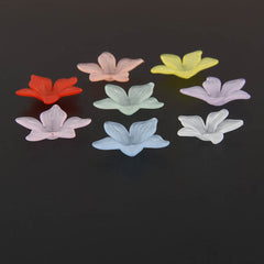 60pcs 2.0cm Translucent Frosted Five-leaf Petals Beads for Jewelry Making