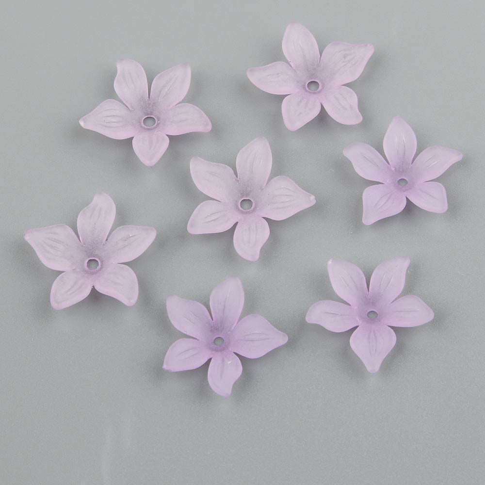 60pcs 2.0cm Translucent Frosted Five-leaf Petals Beads for Jewelry Making