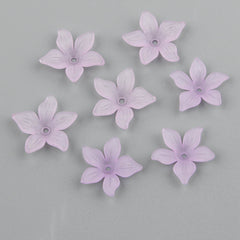 60pcs 2.0cm Translucent Frosted Five-leaf Petals Beads for Jewelry Making