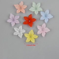 60pcs 2.0cm Translucent Frosted Five-leaf Petals Beads for Jewelry Making