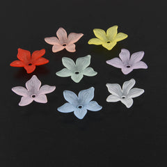 60pcs 2.0cm Translucent Frosted Five-leaf Petals Beads for Jewelry Making