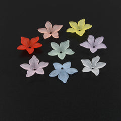 60pcs 2.0cm Translucent Frosted Five-leaf Petals Beads for Jewelry Making