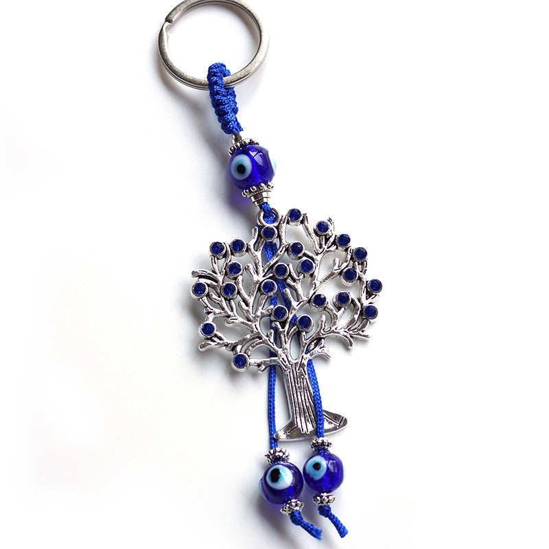 Demon Eyes & Peace Tree Dot Drill Keychain Pendant