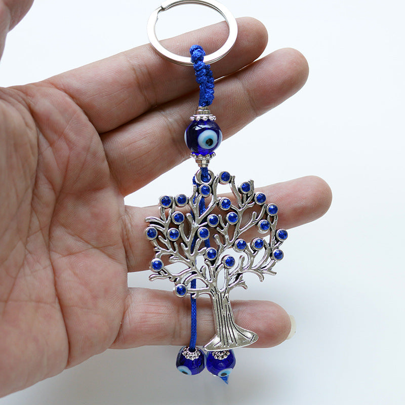 Demon Eyes & Peace Tree Dot Drill Keychain Pendant