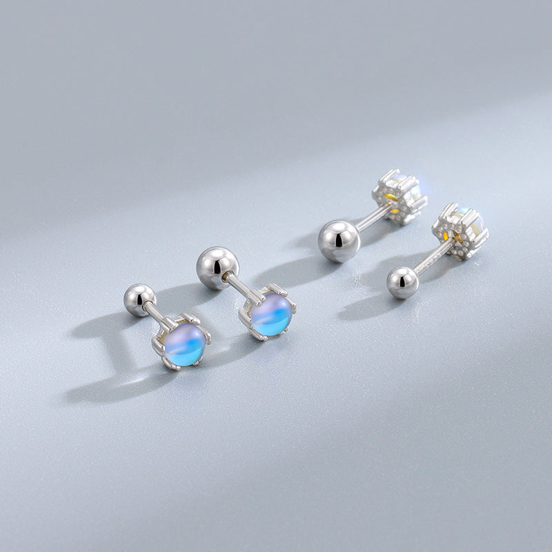 925 Silver Moonstone Screw Earrings & Jewelry for Women