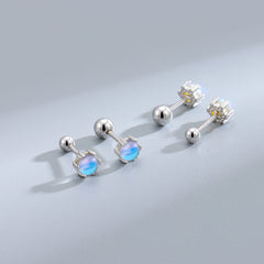 925 Silver Moonstone Screw Earrings & Jewelry for Women