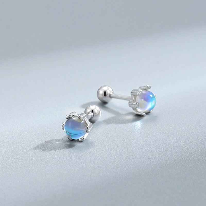 925 Silver Moonstone Screw Earrings & Jewelry for Women
