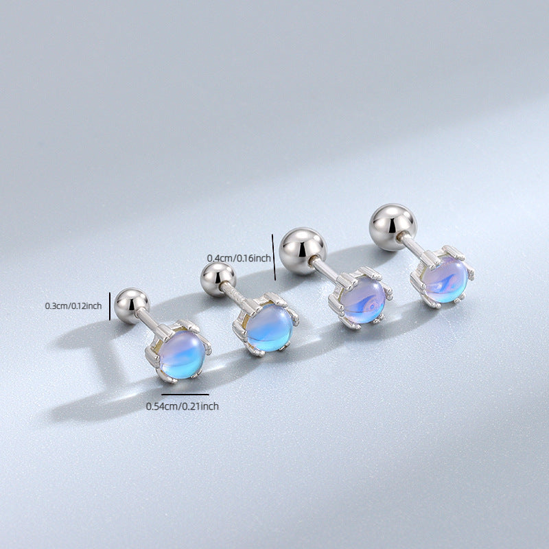925 Silver Moonstone Screw Earrings & Jewelry for Women