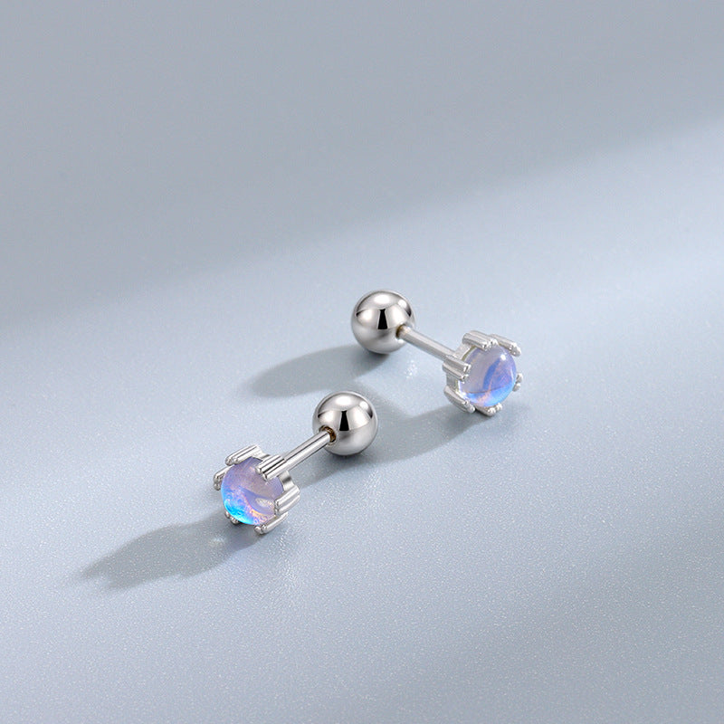 925 Silver Moonstone Screw Earrings & Jewelry for Women