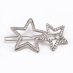 Star Rhinestone Hair Clip Silvery Metal Side Clip Hair Accessories For Women