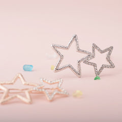Star Rhinestone Hair Clip Silvery Metal Side Clip Hair Accessories For Women