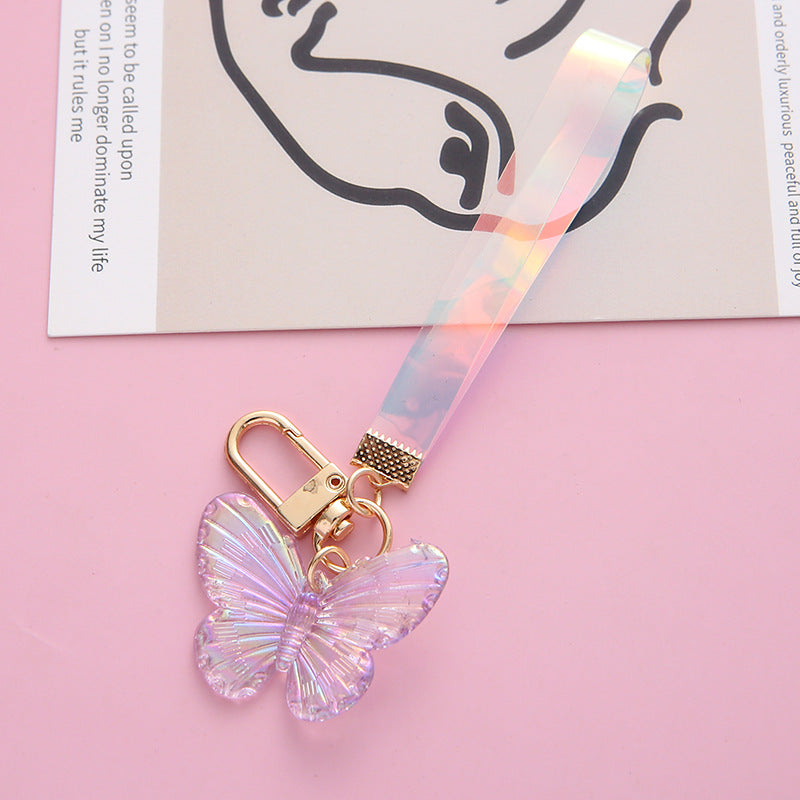 Colorful Crystal Butterfly Keychain Acrylic 3D Butterfly Pendant Bag Accessory