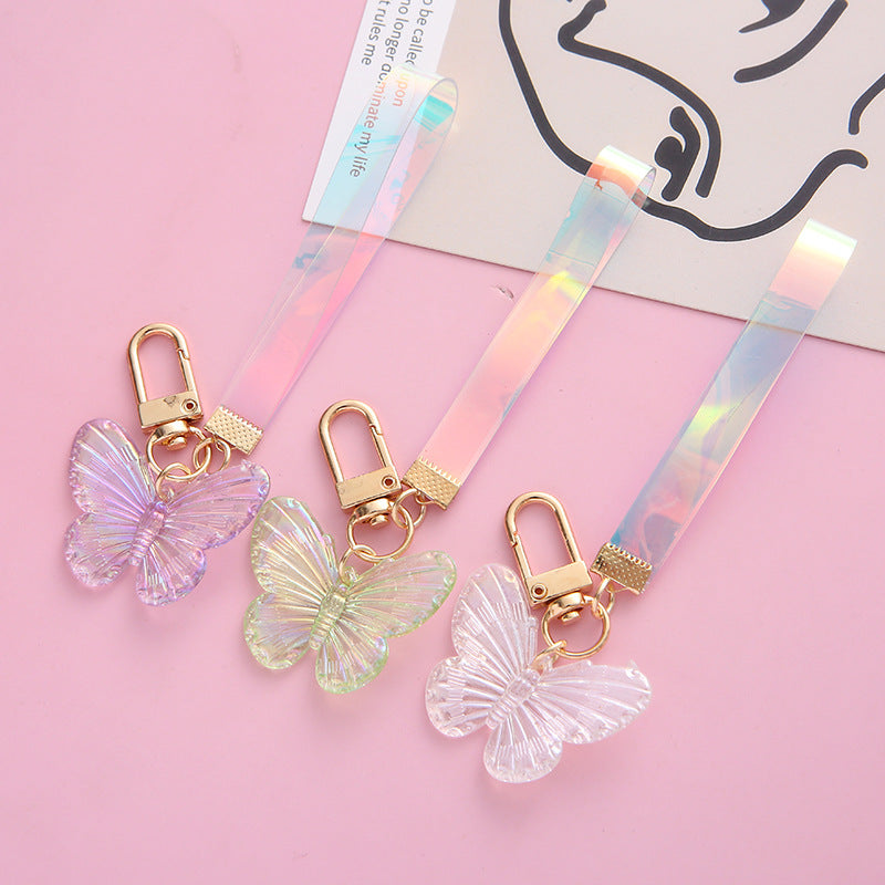 Colorful Crystal Butterfly Keychain Acrylic 3D Butterfly Pendant Bag Accessory