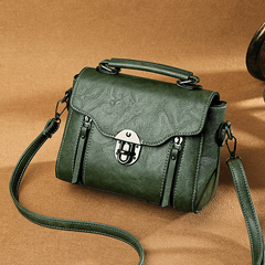Stylish PU Leather Shoulder Bag Retro Portable Handbag Zipper Large Capacity