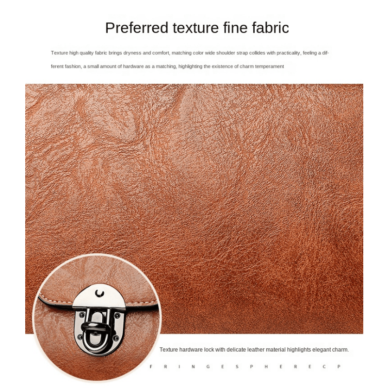 Stylish PU Leather Shoulder Bag Retro Portable Handbag Zipper Large Capacity