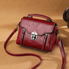 Stylish PU Leather Shoulder Bag Retro Portable Handbag Zipper Large Capacity