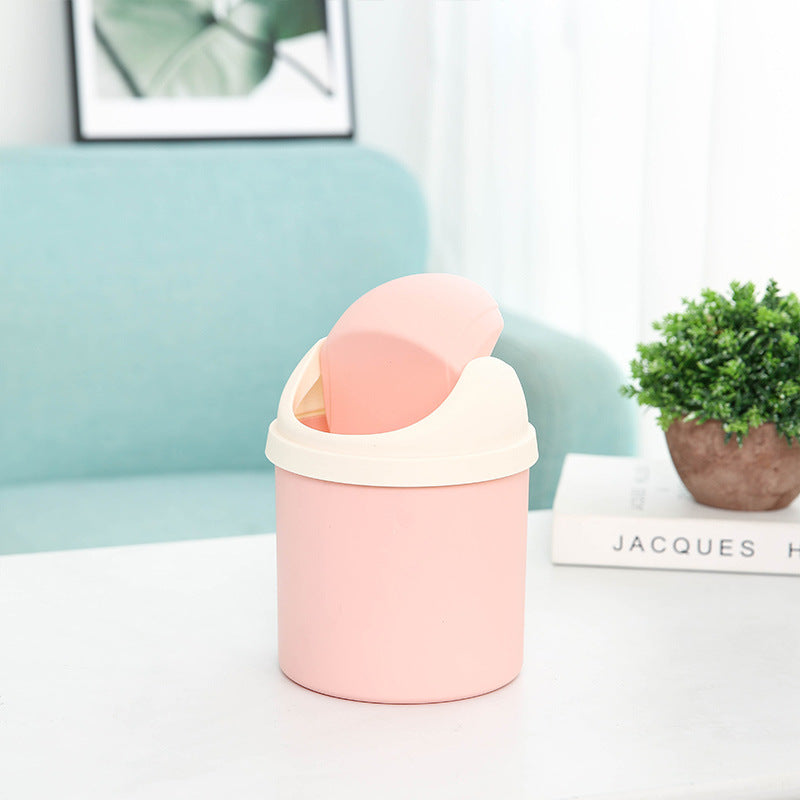 Mini Flip Top Desktop Trash Can Plastic Waste Paper Basket
