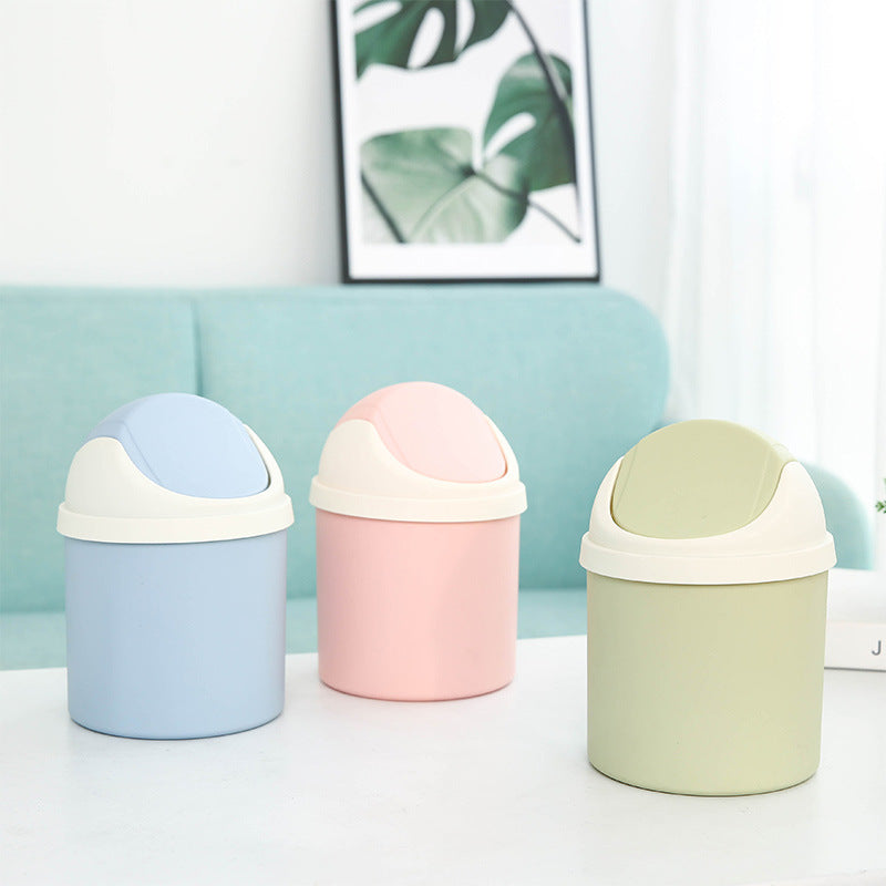 Mini Flip Top Desktop Trash Can Plastic Waste Paper Basket