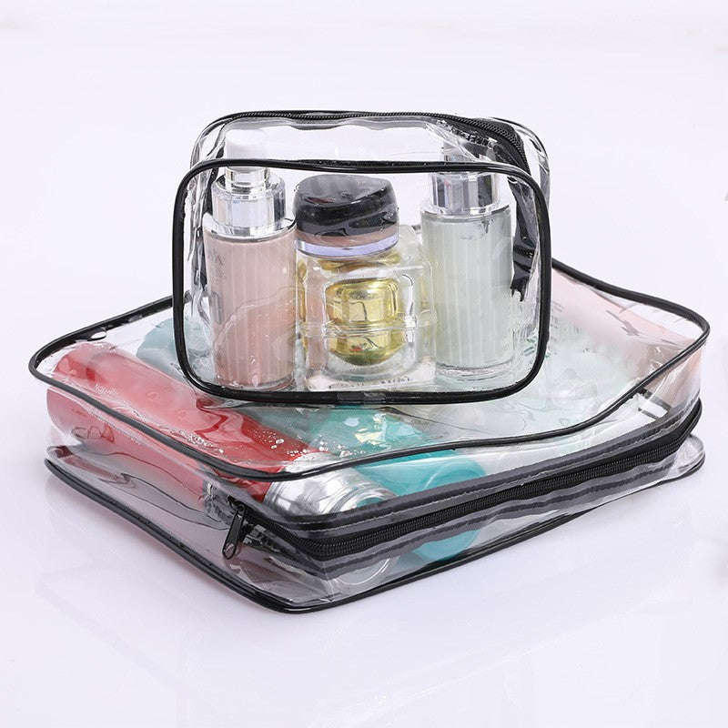 3pcs Set PVC Clear Cosmetic Bag Zipper Makeup Organizer Travel Toiletry