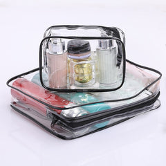 3pcs Set PVC Clear Cosmetic Bag Zipper Makeup Organizer Travel Toiletry