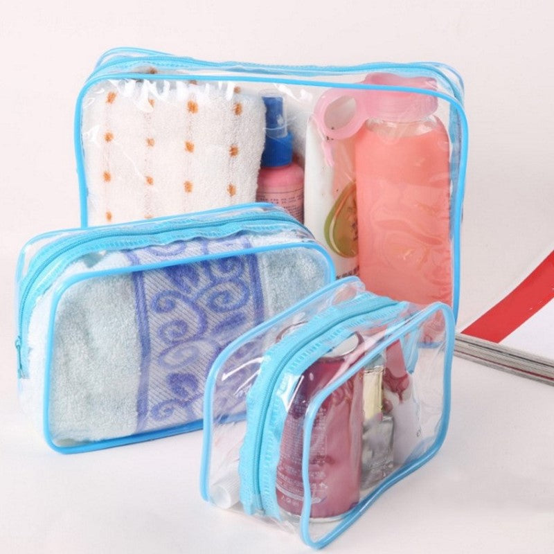 3pcs Set PVC Clear Cosmetic Bag Zipper Makeup Organizer Travel Toiletry