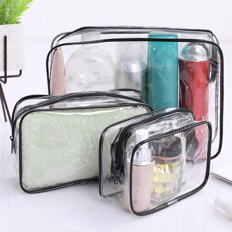 3pcs Set PVC Clear Cosmetic Bag Zipper Makeup Organizer Travel Toiletry