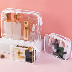 3pcs Set PVC Clear Cosmetic Bag Zipper Makeup Organizer Travel Toiletry
