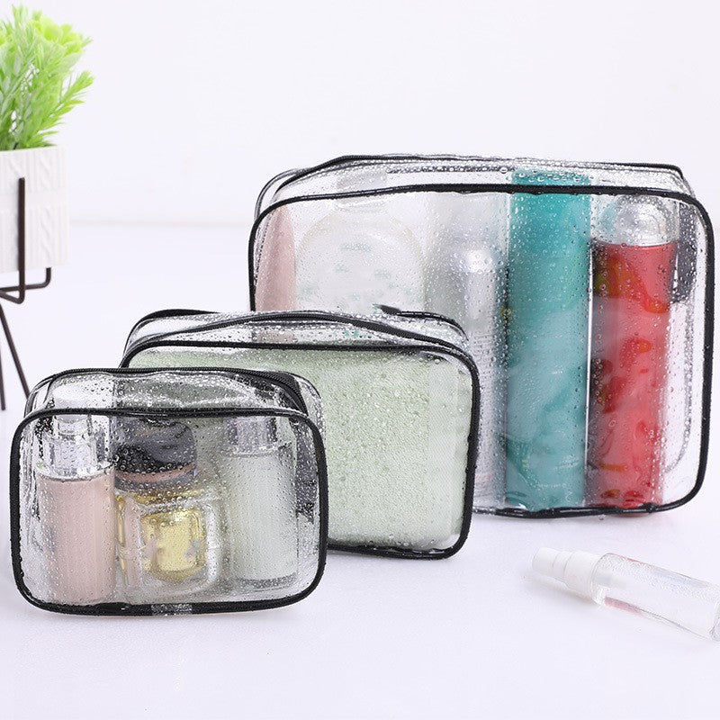 3pcs Set PVC Clear Cosmetic Bag Zipper Makeup Organizer Travel Toiletry