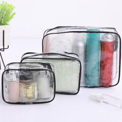 3pcs Set PVC Clear Cosmetic Bag Zipper Makeup Organizer Travel Toiletry