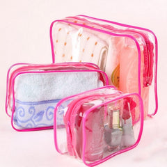3pcs Set PVC Clear Cosmetic Bag Zipper Makeup Organizer Travel Toiletry