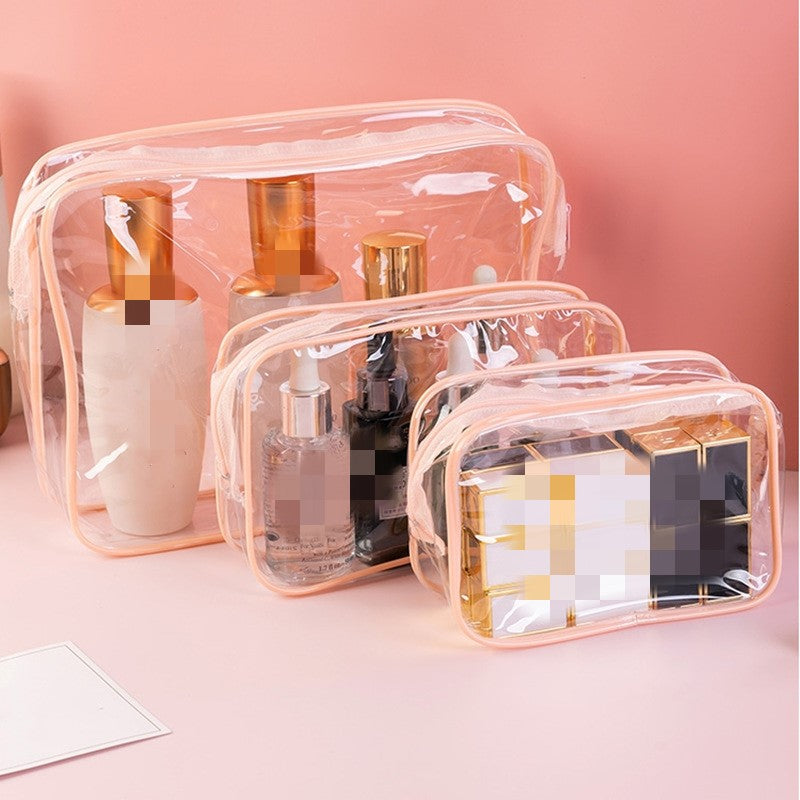 3pcs Set PVC Clear Cosmetic Bag Zipper Makeup Organizer Travel Toiletry