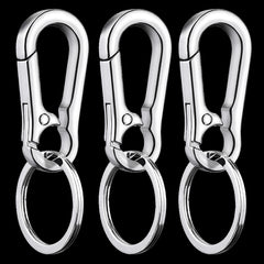3pcs Stainless Steel Gourd Buckle Keychain Men Waist Belt Clip Anti-lost