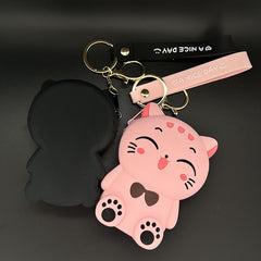 Cartoon Cat Bracelet Keychain Animal Key Ring Purse Bag Backpack Car Key Charm